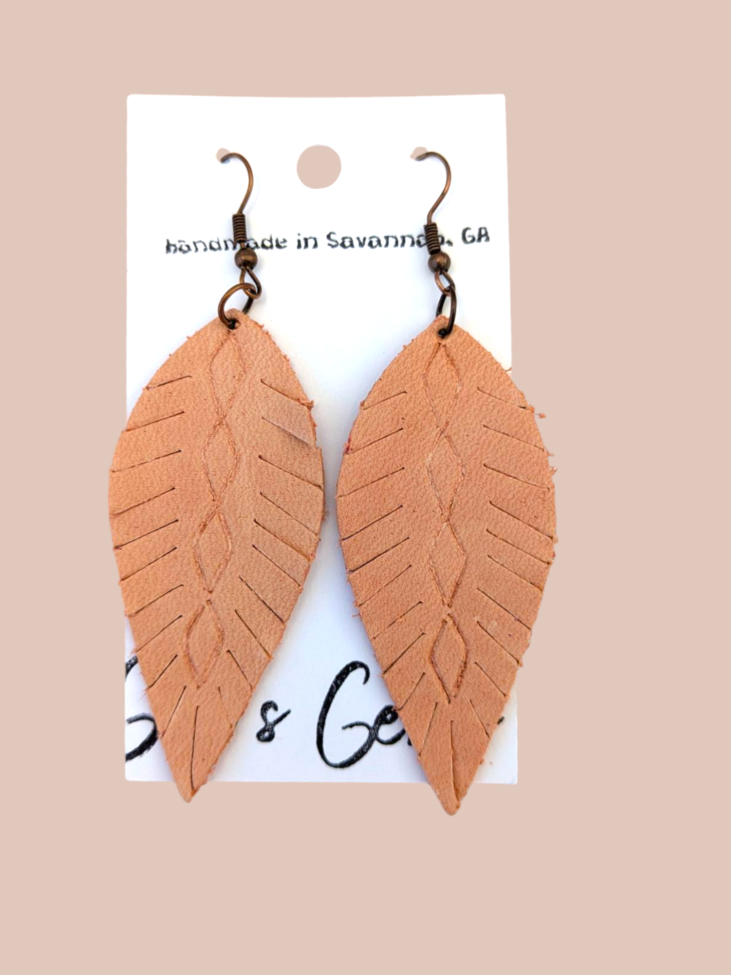 Natural Leaf-Cut Fringe Leather Earrings