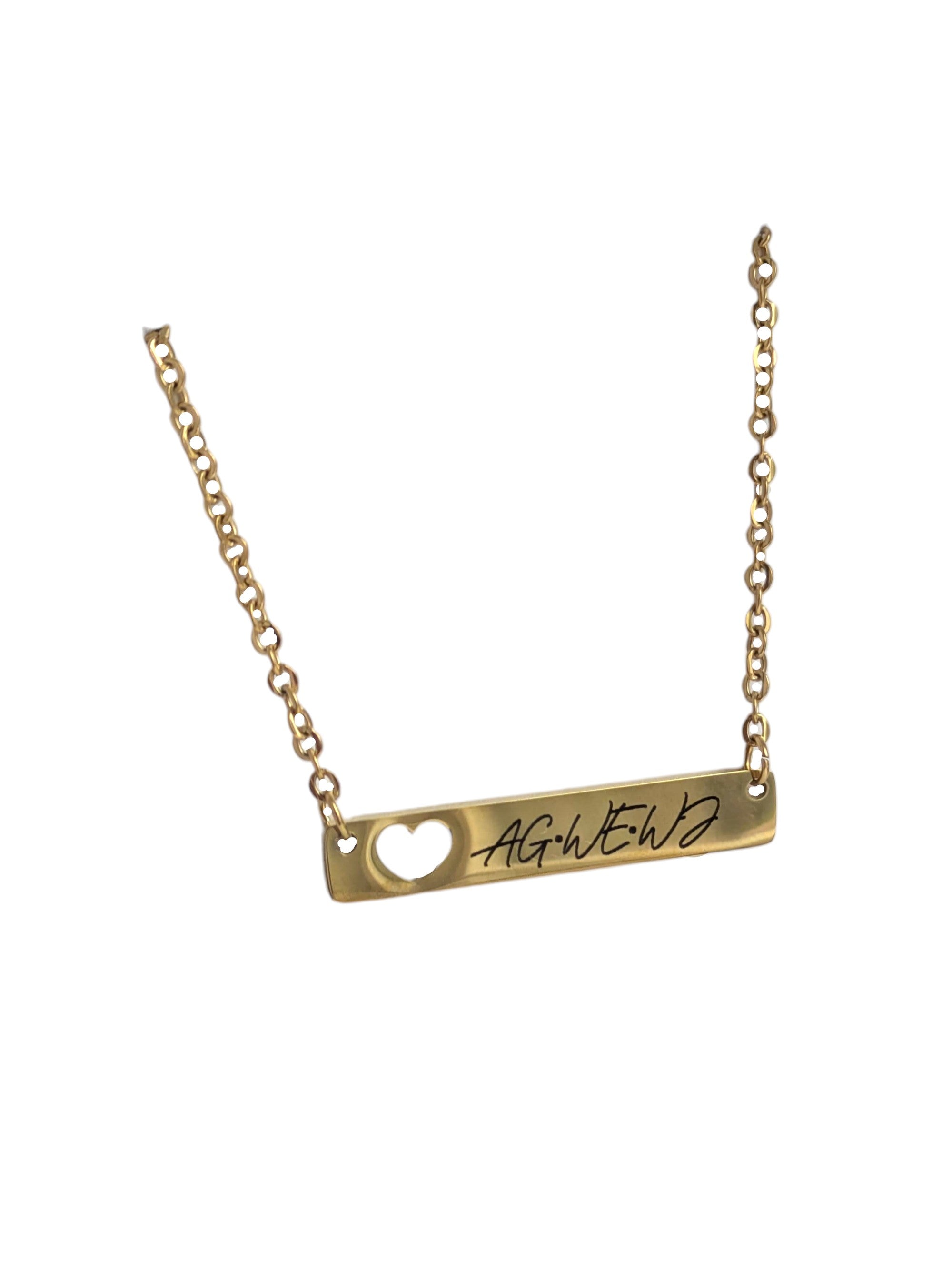 Horizontal Bar Necklace with Cut-out Heart